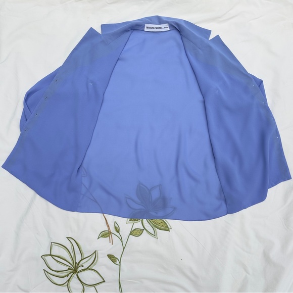 Vintage 70s Manning Silver Blue & White Long Sleeve Skirt Set - Picture 3 of 14